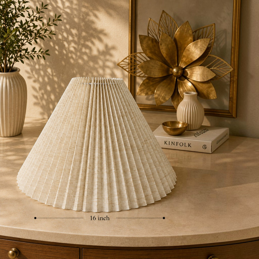 Natural Pleated Linen Lampshade Pair