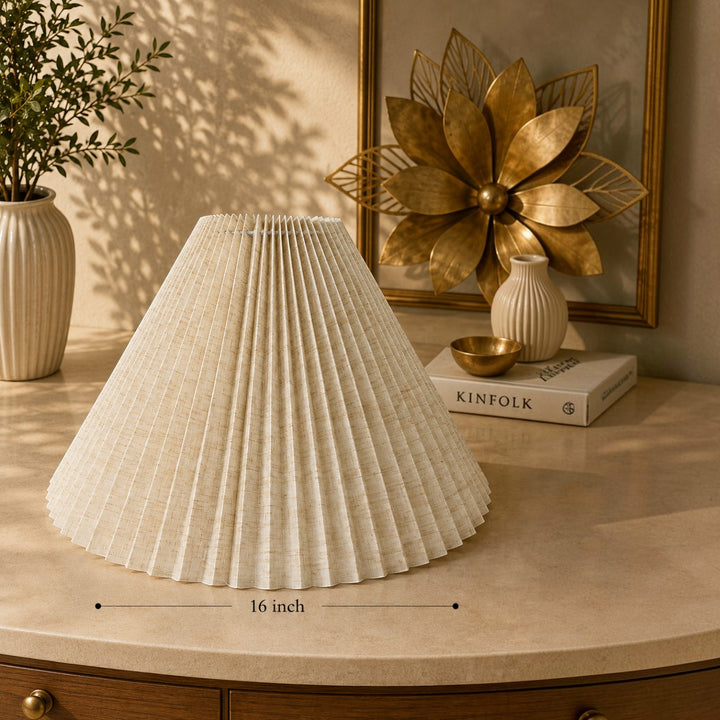 Natural Pleated Linen Lampshade Pair