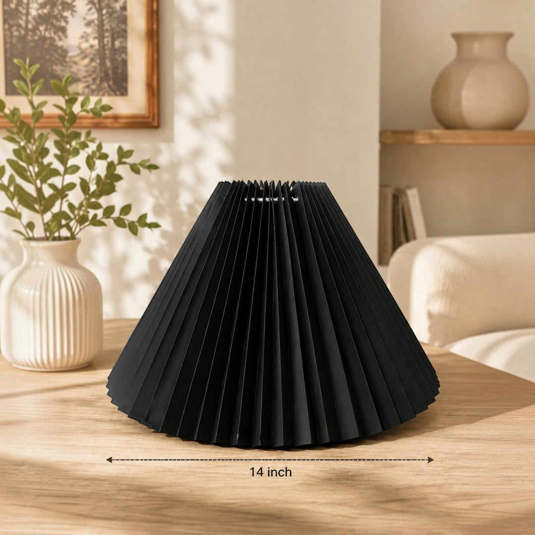 Black Pleated Lampshade Pair