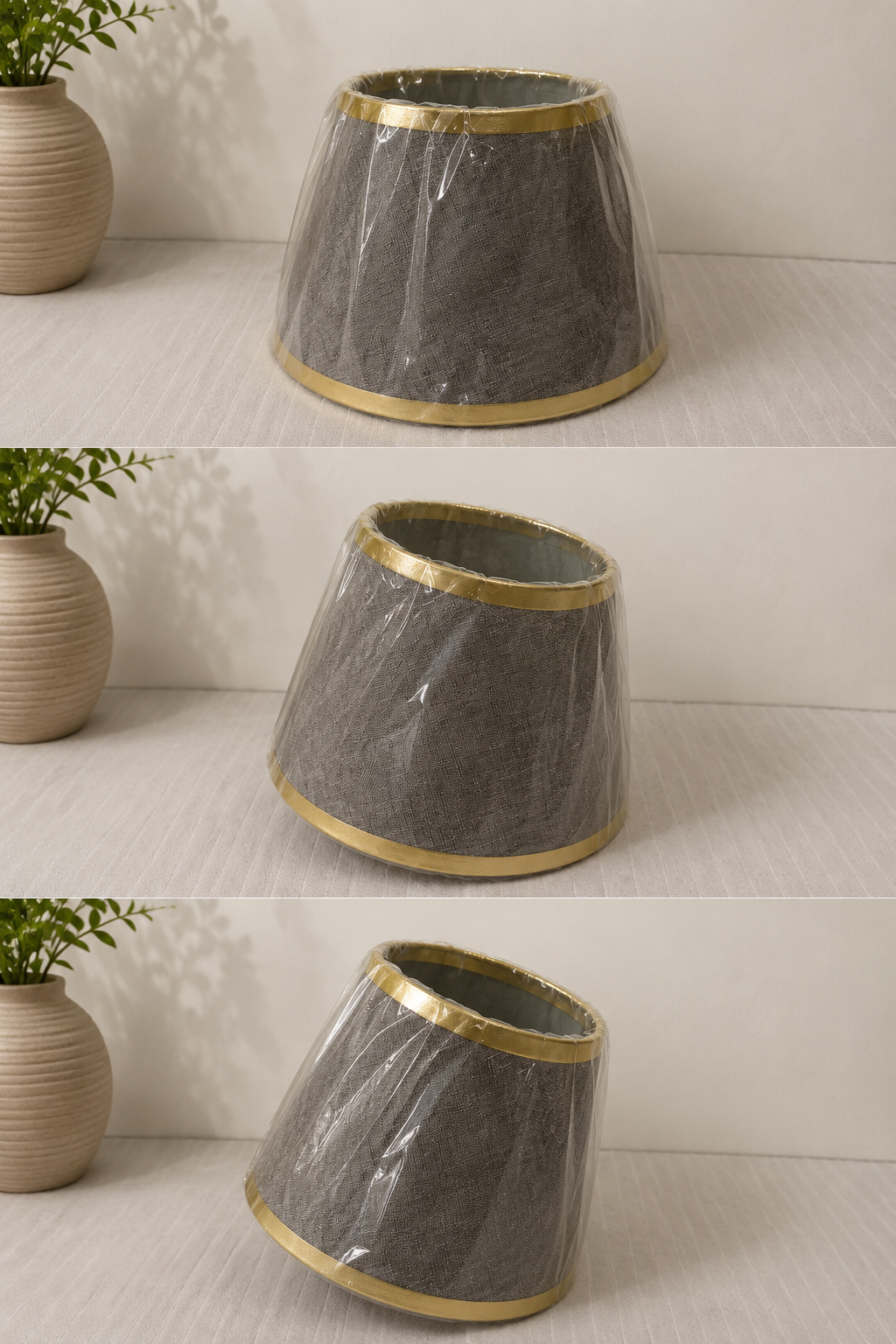Minimalist Grey Fabric Lampshade Pair