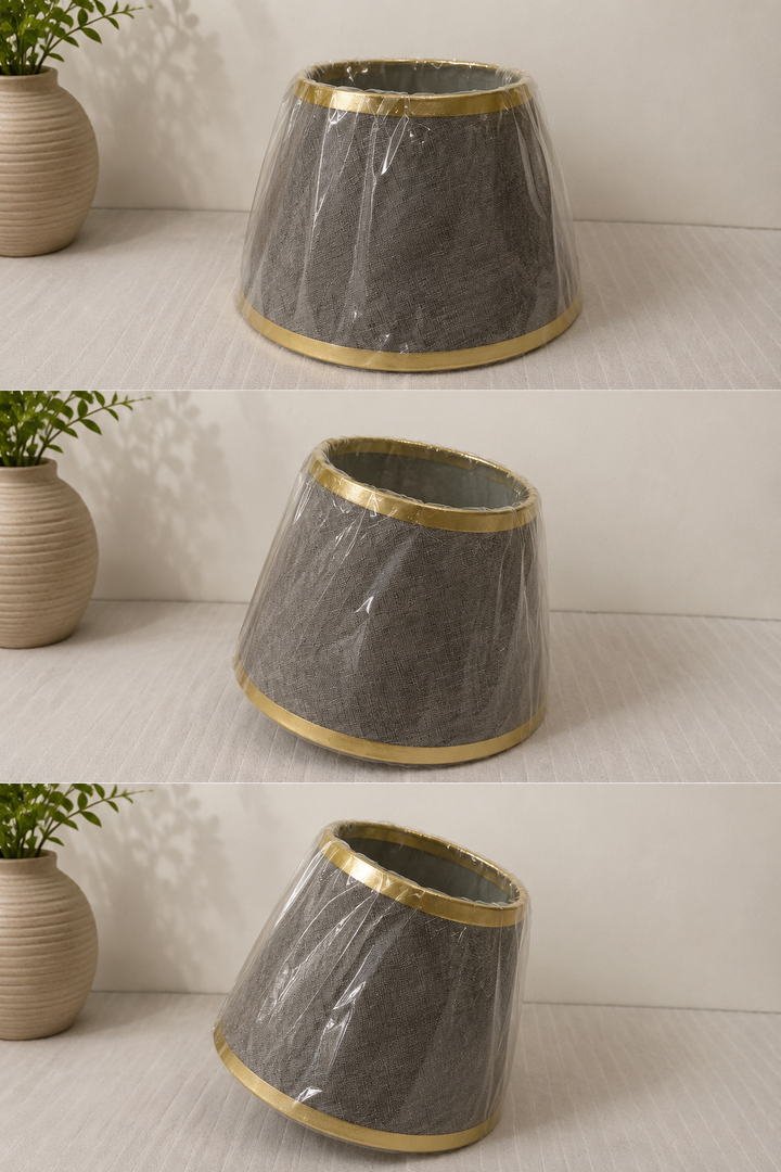 Minimalist Grey Fabric Lampshade Pair