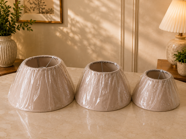 Beige Fabric Umbrella Lampshade pair