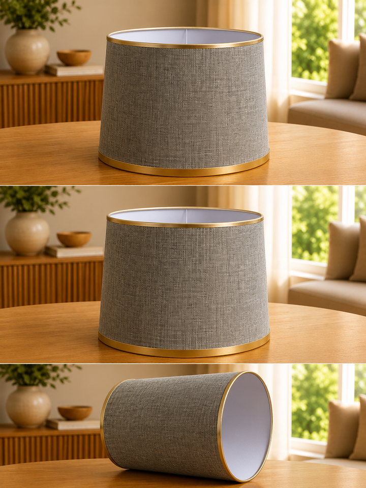 Minimalist Grey Fabric Lampshade Pair