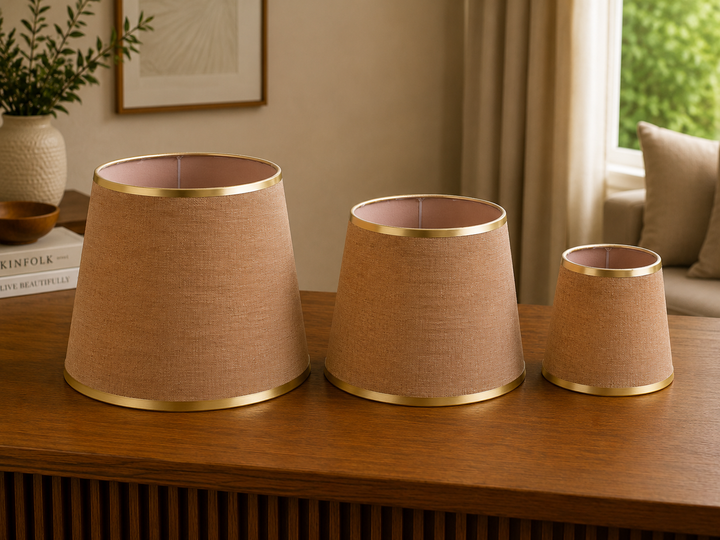 Champagne Linen Fabric Lampshade Pair