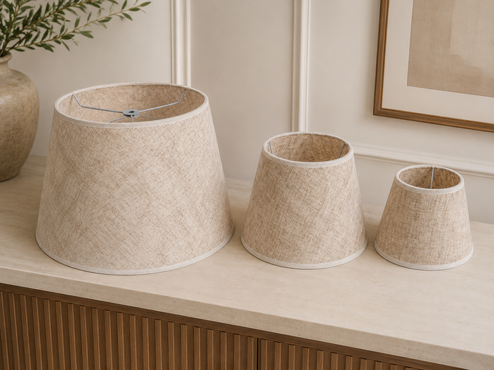 Printed Linen Fabric Lampshade Pair