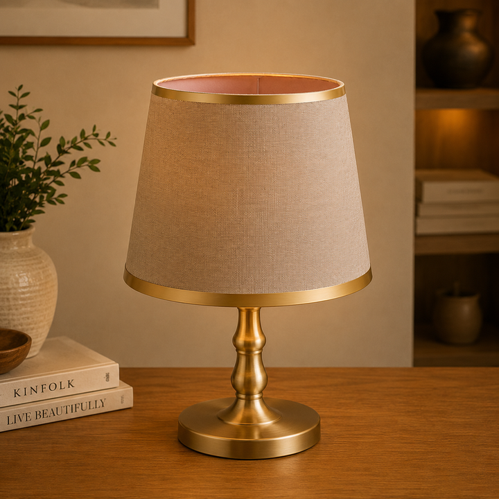 Beige Linen Fabric Lampshade Pair