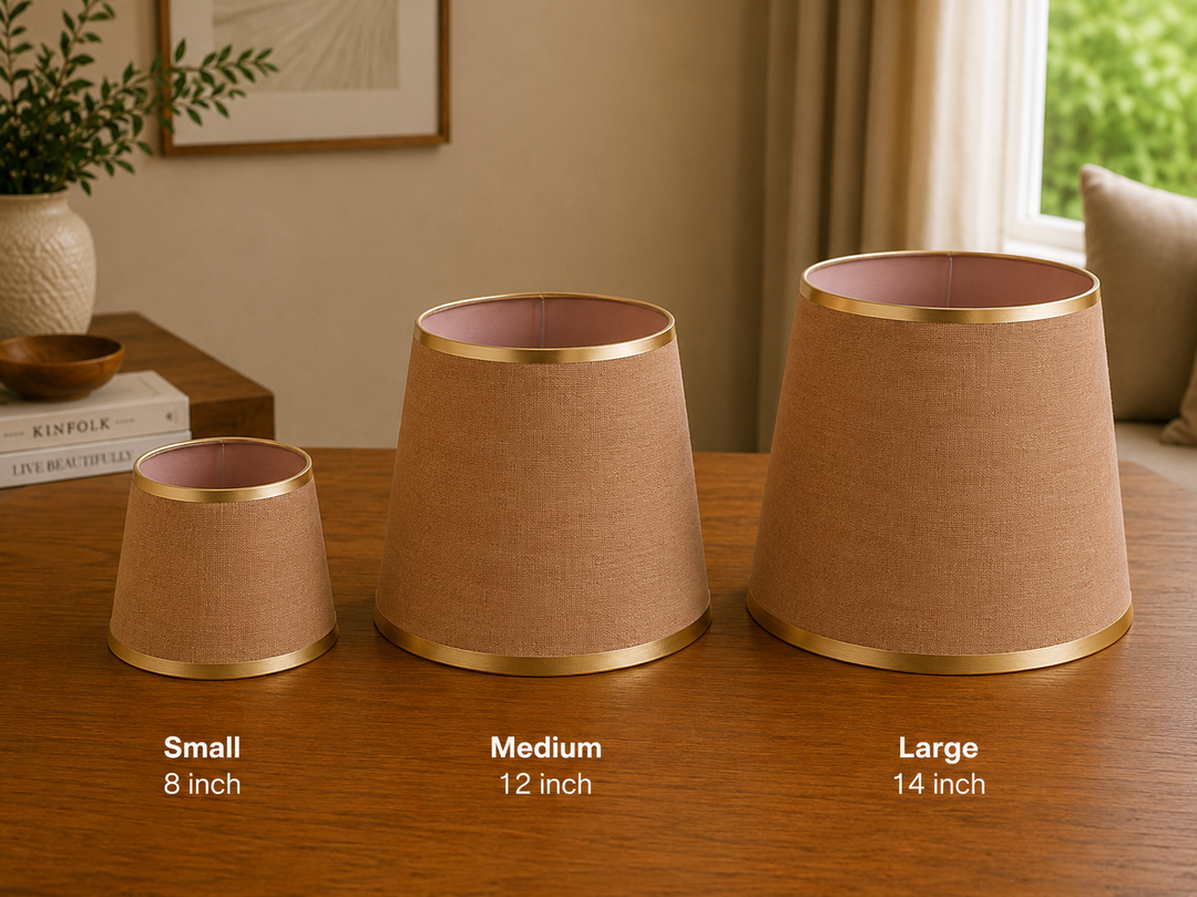Champagne Linen Fabric Lampshade Pair