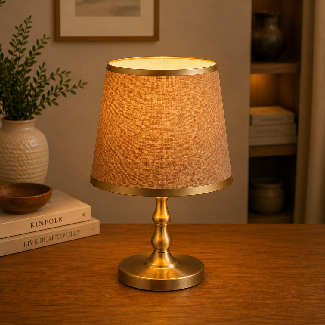 Champagne Linen Fabric Lampshade Pair