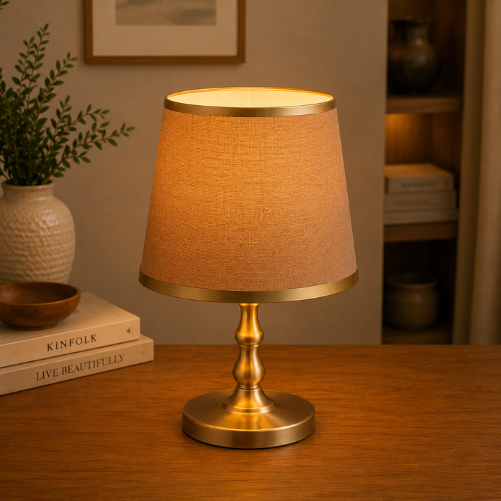 Champagne Linen Fabric Lampshade Pair