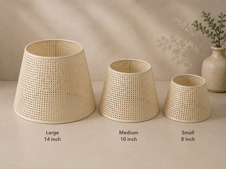 Ivory Woven Fabric Lampshade pair