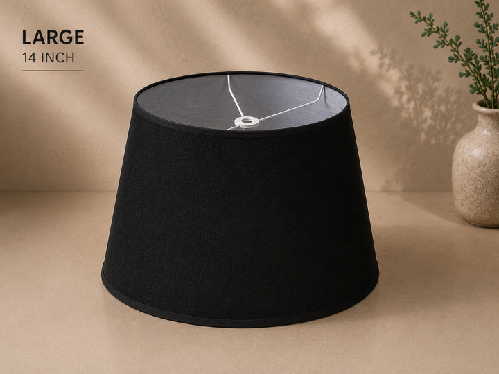 Black Linen Fabric Lampshade pair