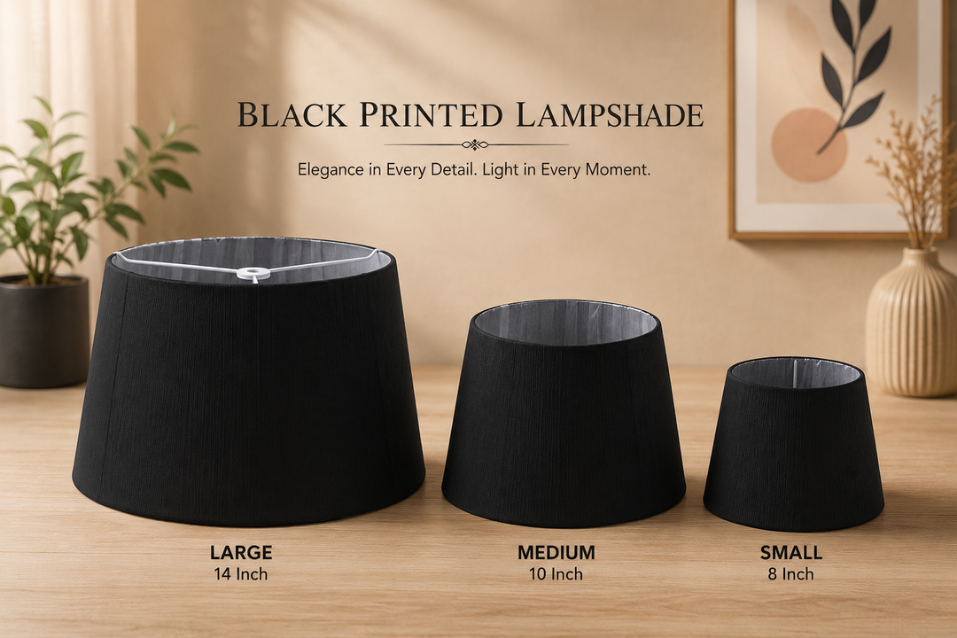 Black Linen Fabric Lampshade pair