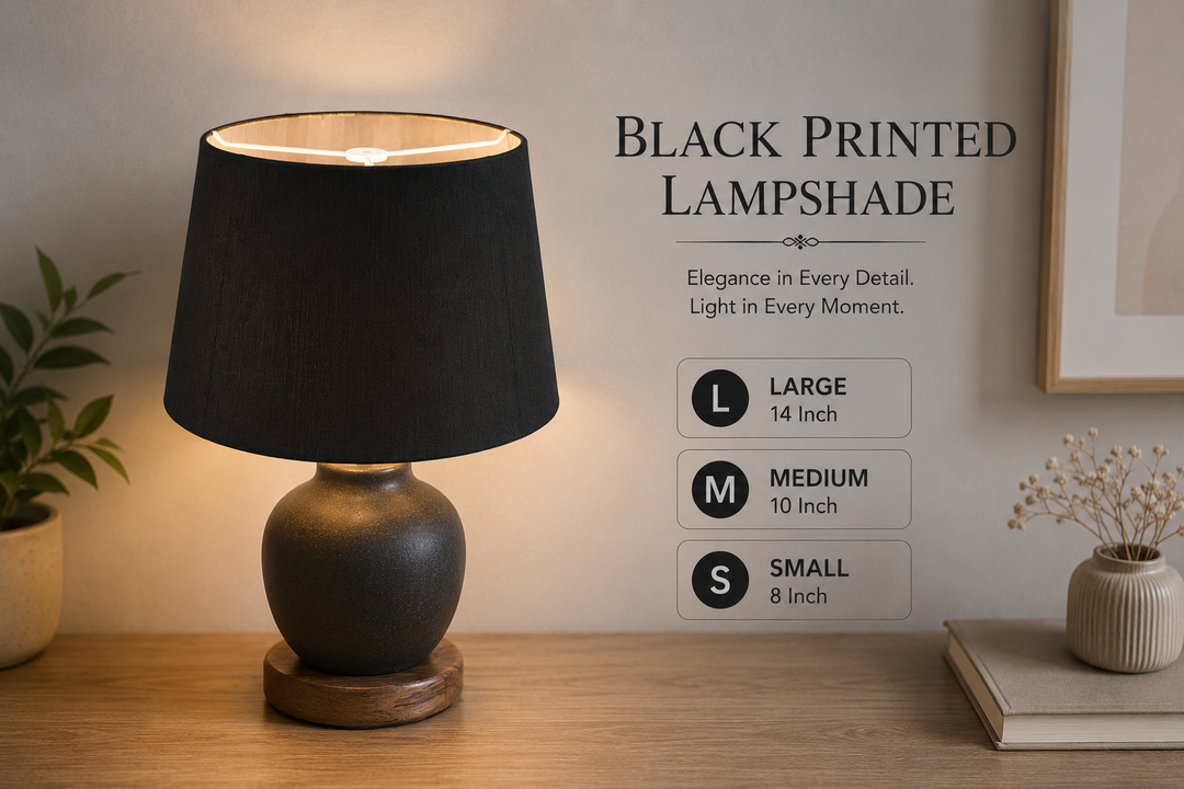 Black Linen Fabric Lampshade pair