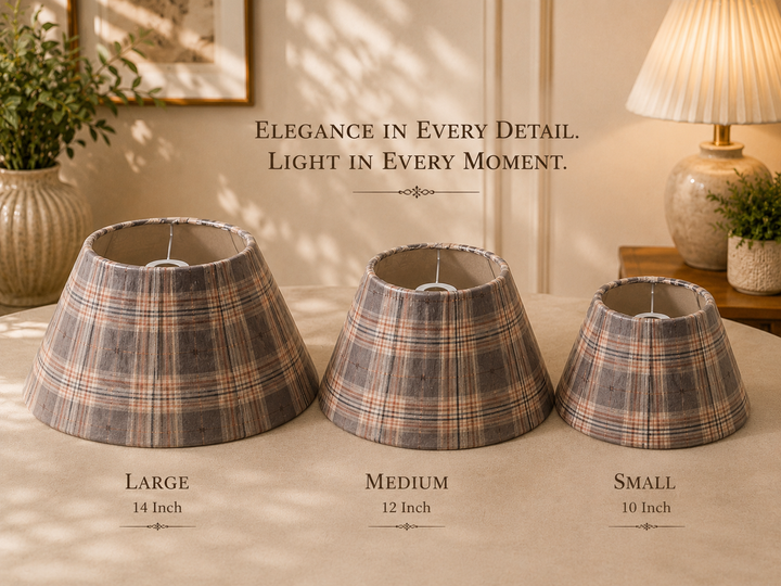 Plaid Fabric Umbrella Lampshade pair
