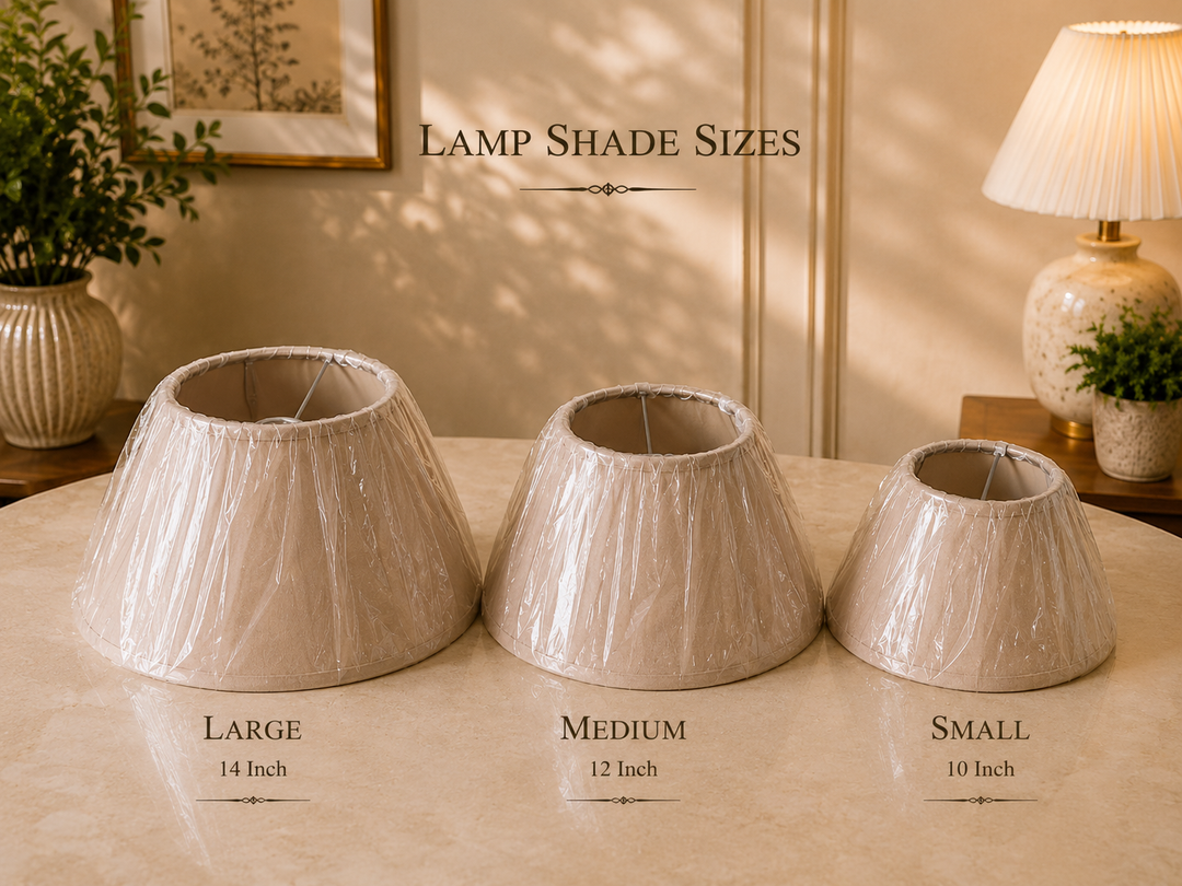 Beige Fabric Umbrella Lampshade pair