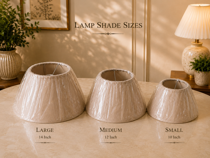 Beige Fabric Umbrella Lampshade pair