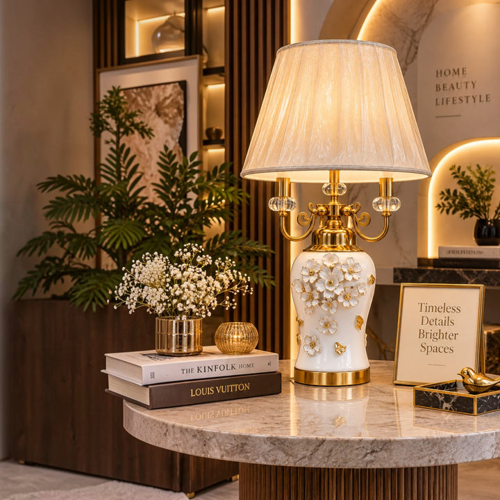 Elegant Luxury Floral Gold Table Lamp