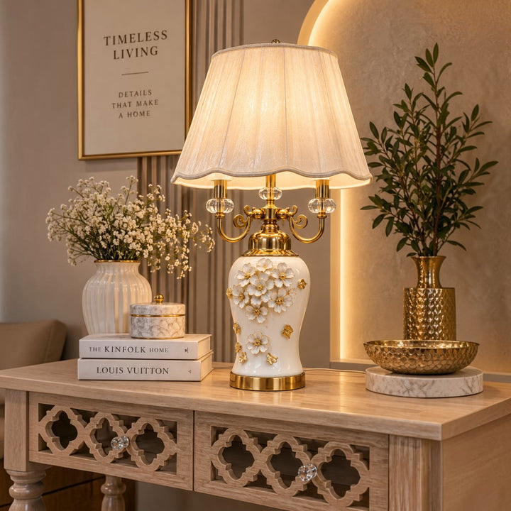 Elegant Luxury Floral Gold Table Lamp