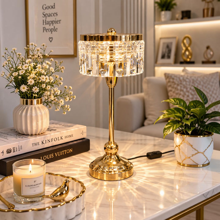 Luxury Gold Crystal-Style Table Lamp