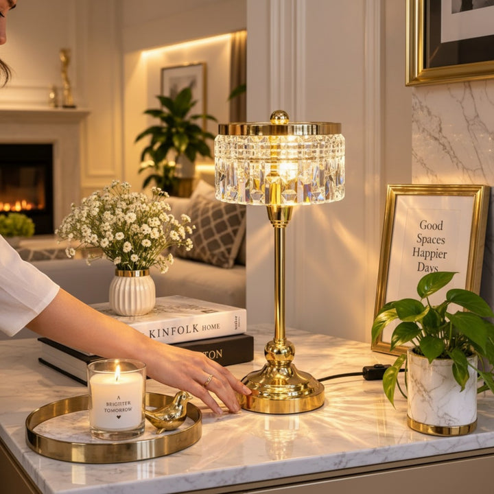 Luxury Gold Crystal-Style Table Lamp