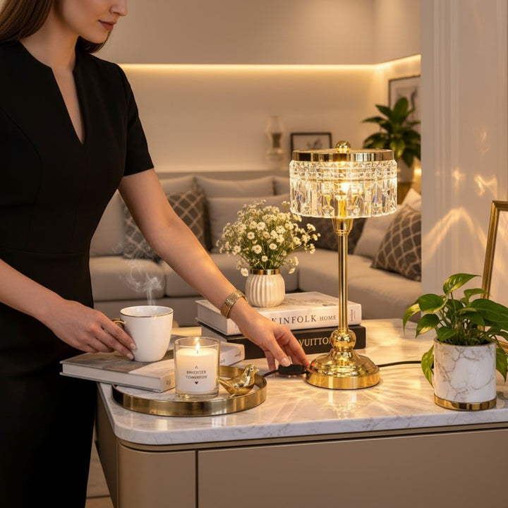 Luxury Gold Crystal-Style Table Lamp