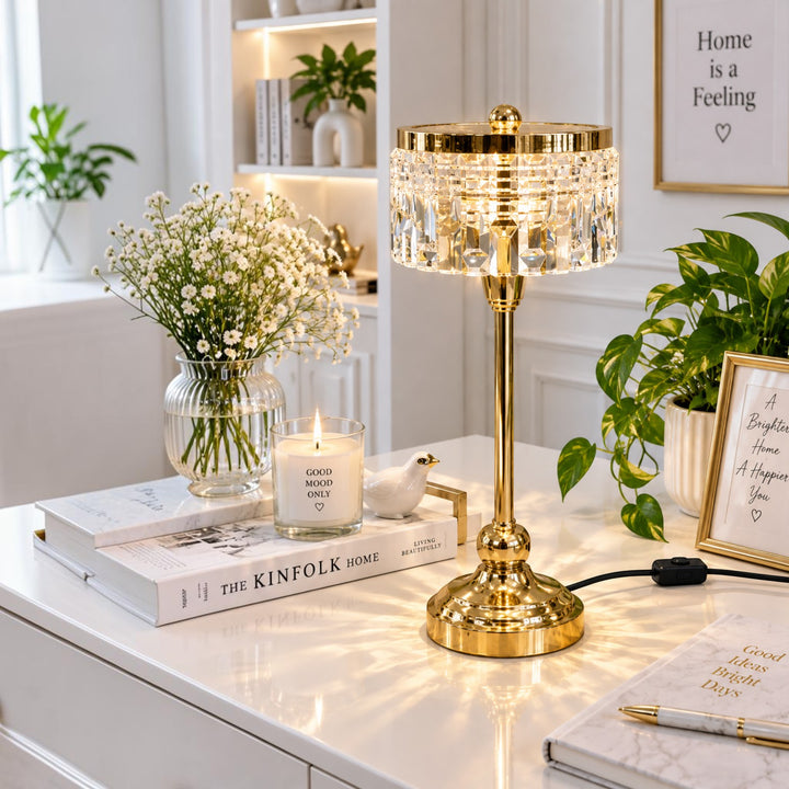 Luxury Gold Crystal-Style Table Lamp