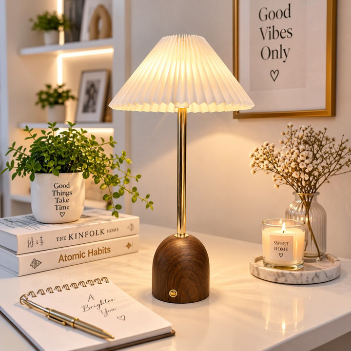 Rechargeable Pleated LED Table Lamp (Pair) - 2 Designs