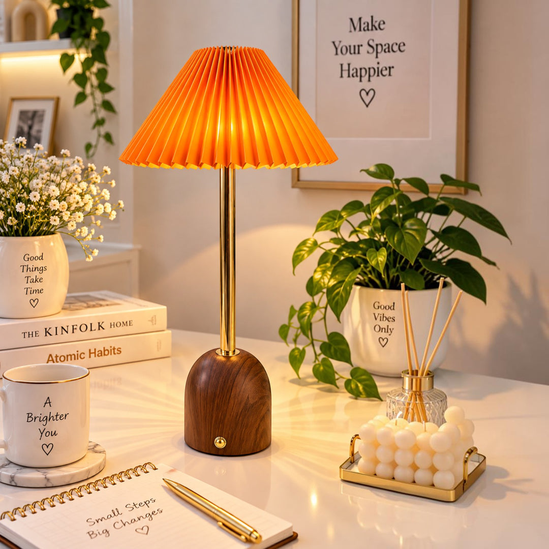 Rechargeable Pleated LED Table Lamp (Pair) - 2 Designs