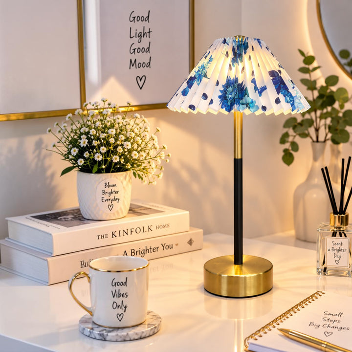 Pleated Floral Led Table Lamp (Pair) – 4 Designs