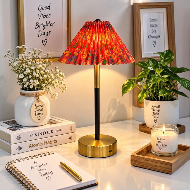 Pleated Floral Led Table Lamp (Pair) – 4 Designs