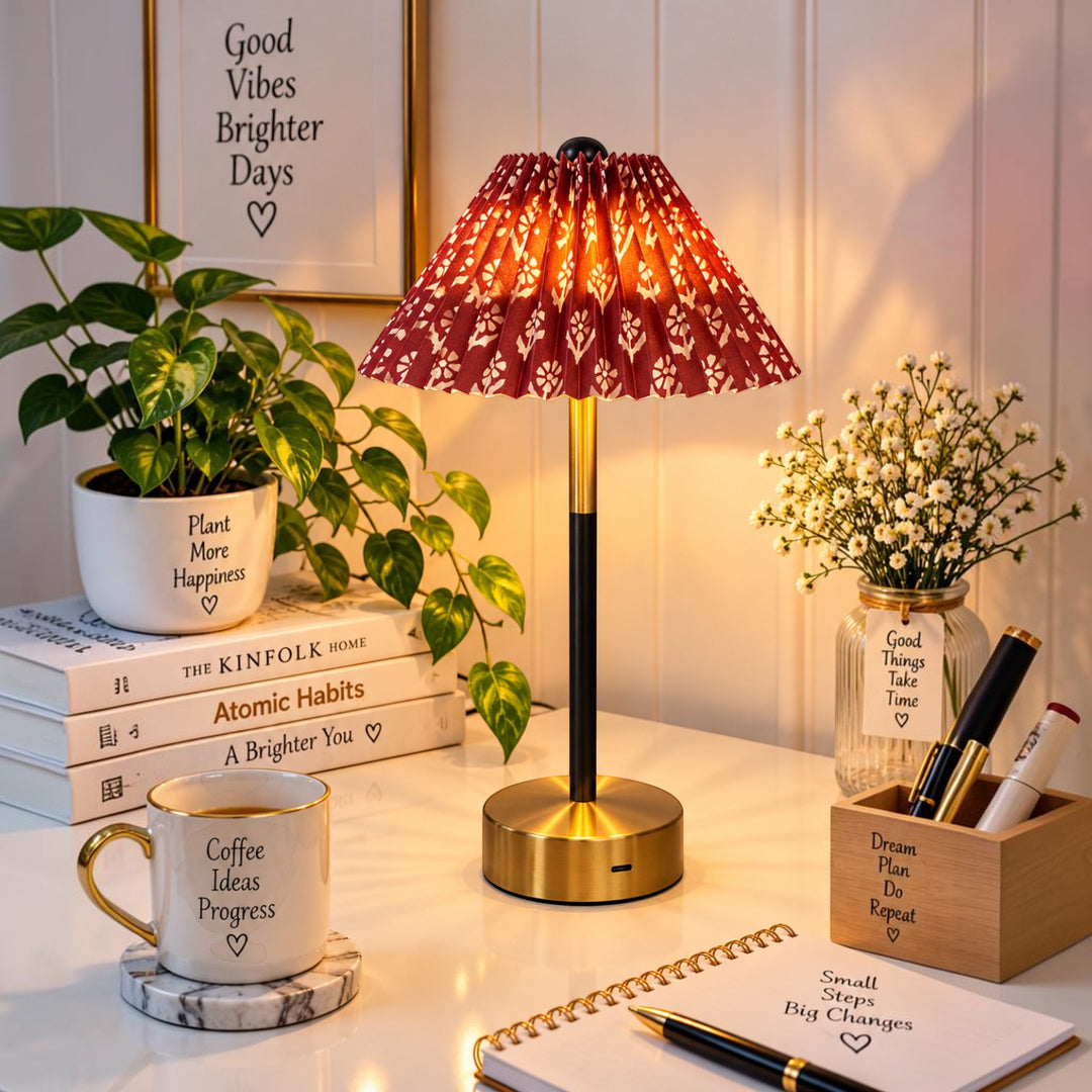 Pleated Floral Led Table Lamp (Pair) – 4 Designs