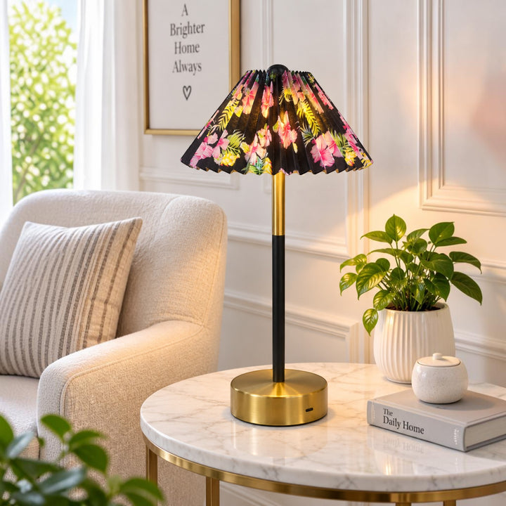 Pleated Floral Led Table Lamp (Pair) – 4 Designs