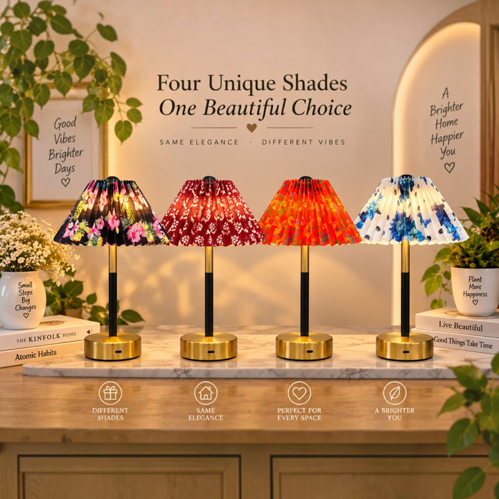 Pleated Floral Led Table Lamp (Pair) – 4 Designs