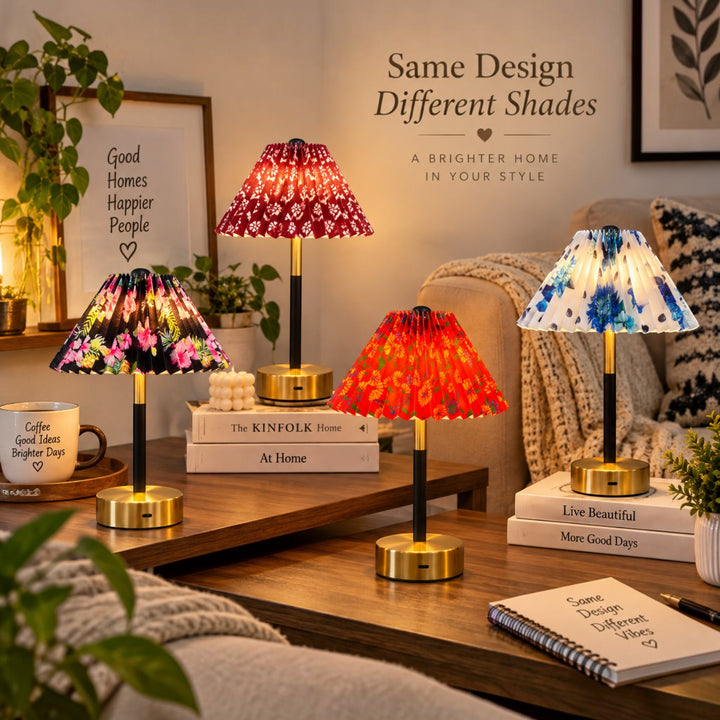 Pleated Floral Led Table Lamp (Pair) – 4 Designs