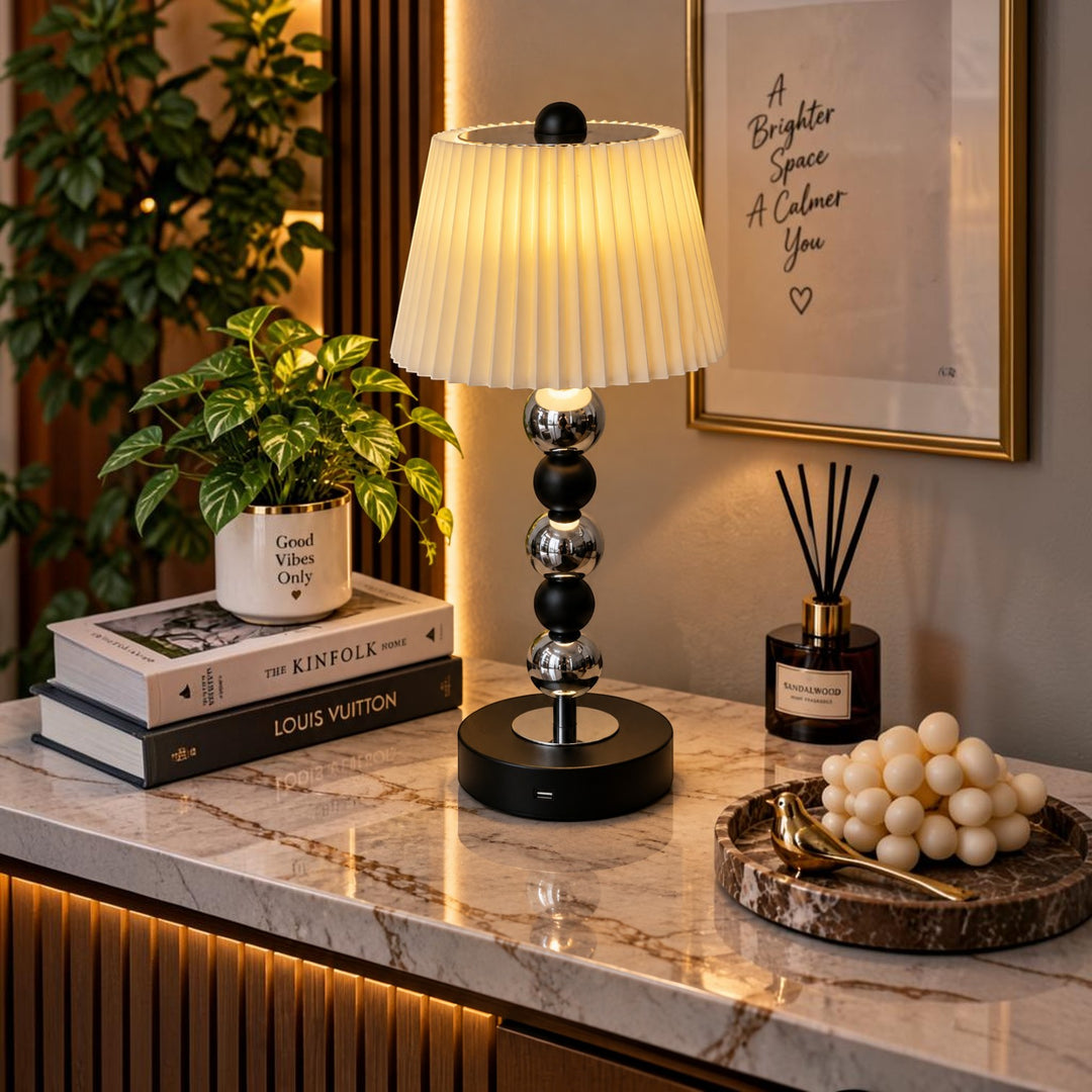 Elegant Touch Table Lamp – Linen or Pleated Shade (Pair)