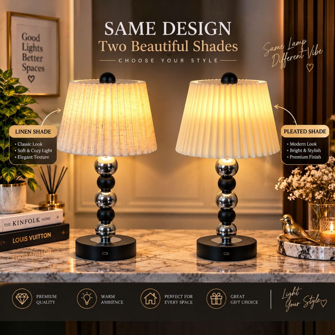 Elegant Touch Table Lamp – Linen or Pleated Shade (Pair)