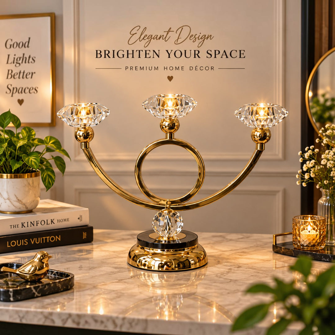 Luxury Gold Crystal Candle Holder