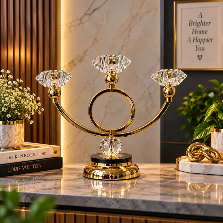 Luxury Gold Crystal Candle Holder