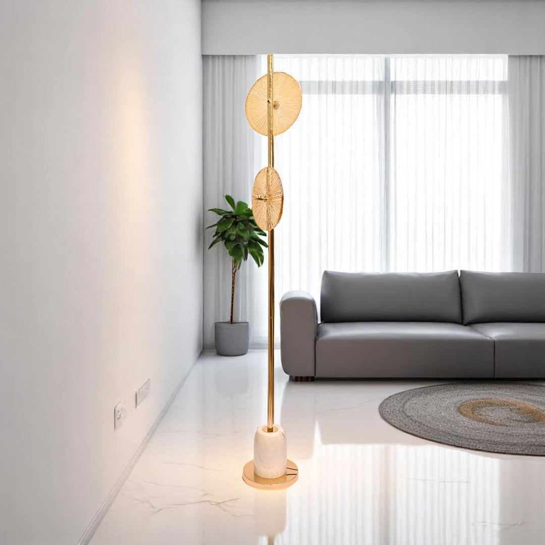Noir Gleam – Gold Crystal & Brass Floor Lamp