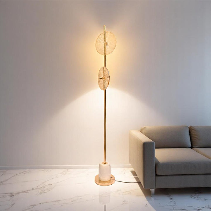 Noir Gleam – Gold Crystal & Brass Floor Lamp