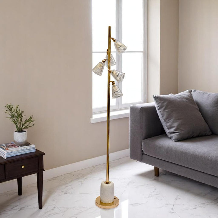 Luminous Frost – White Crystal 5-LED Floor Lamp