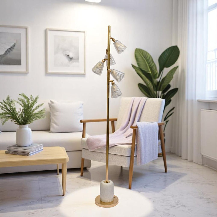 Luminous Frost – White Crystal 5-LED Floor Lamp