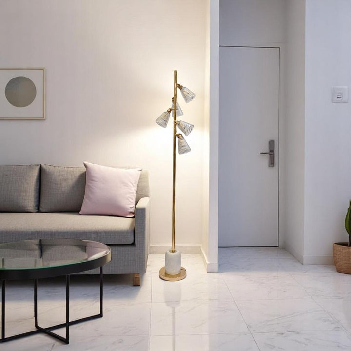 Luminous Frost – White Crystal 5-LED Floor Lamp