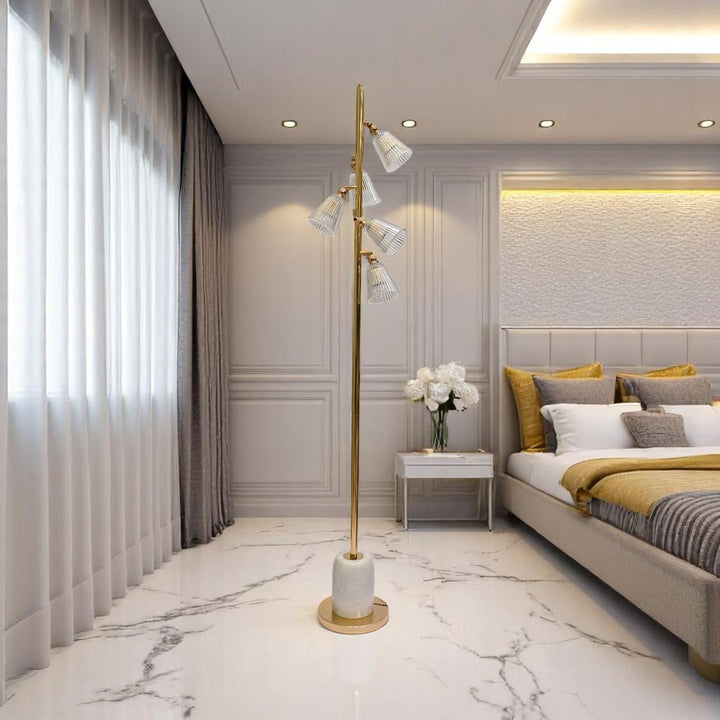 Luminous Frost – White Crystal 5-LED Floor Lamp
