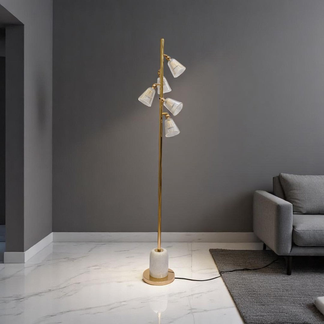 Luminous Frost – White Crystal 5-LED Floor Lamp