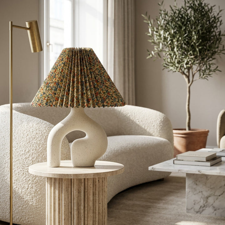 Trendy Floral Pleated Sculptural Table Lamp