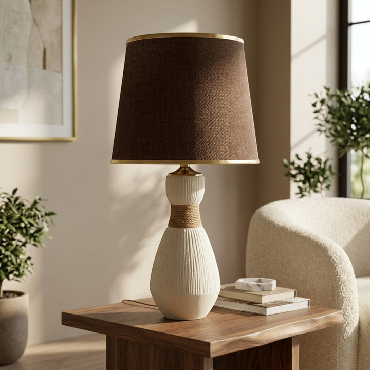 Modern Ribbed Textured Ceramic Table Lamp
