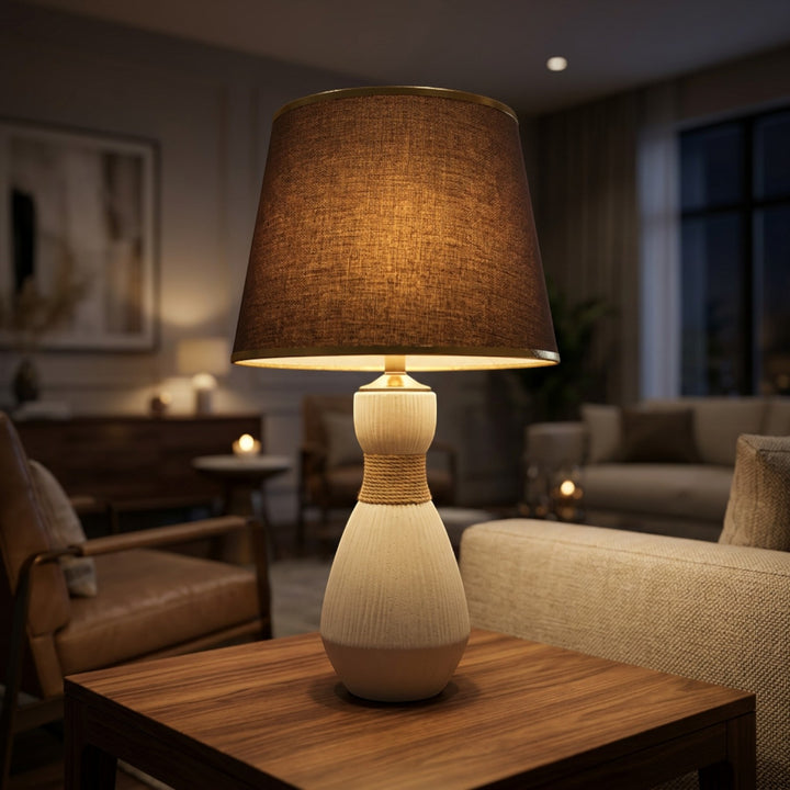 Modern Ribbed Textured Ceramic Table Lamp
