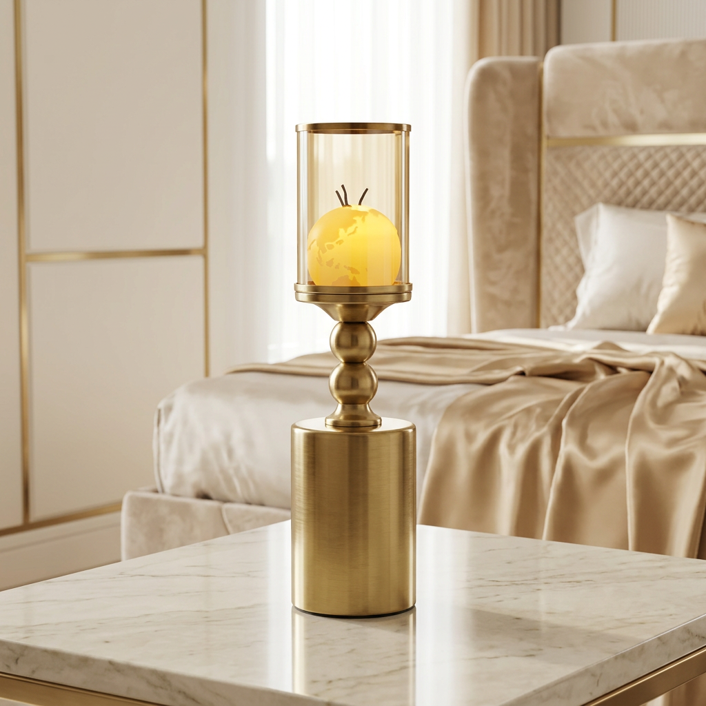 Luxury Gold Glass Candle Holder Set