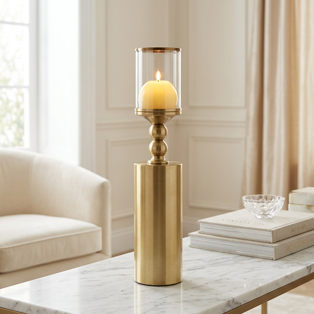 Luxury Gold Glass Candle Holder Set